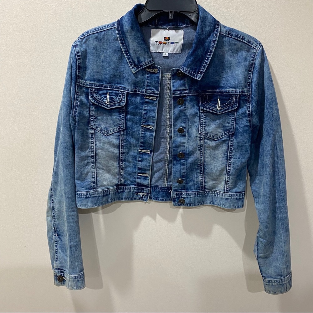 EMBELLISHED SHORT BLUE JEANS DENIM JACKET